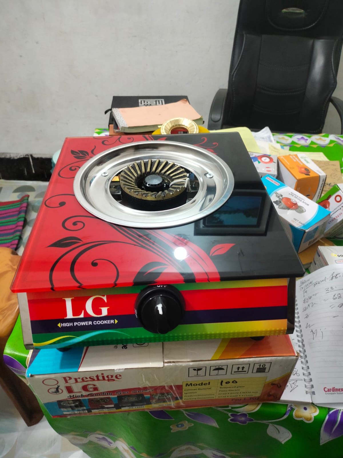 Glass singel 100mm Gas stove Low body